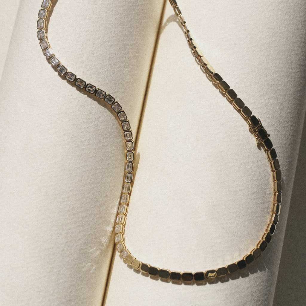Emerald Cut Tennis Necklace - Horizontal