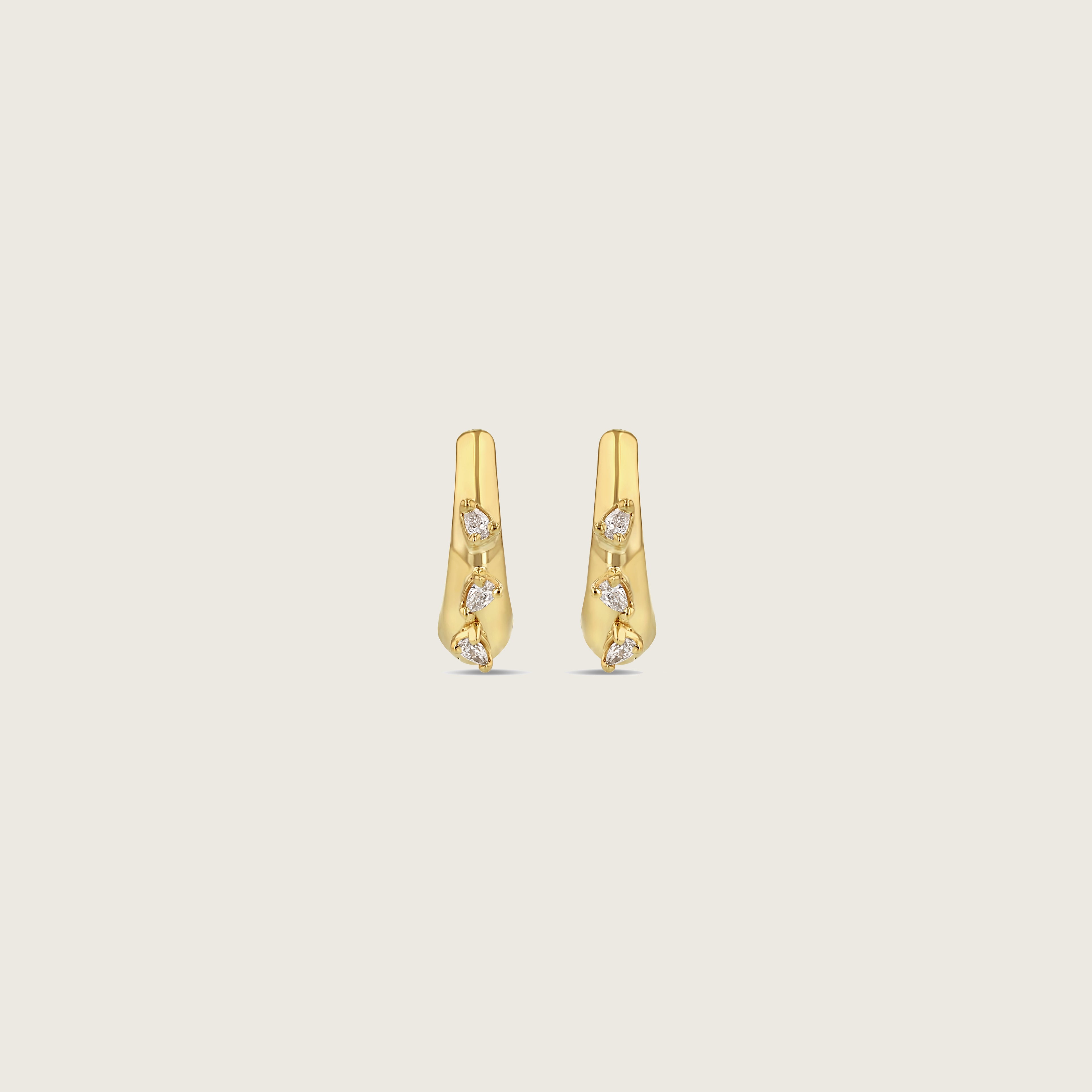 Triple Pear Demi Hoop Earrings