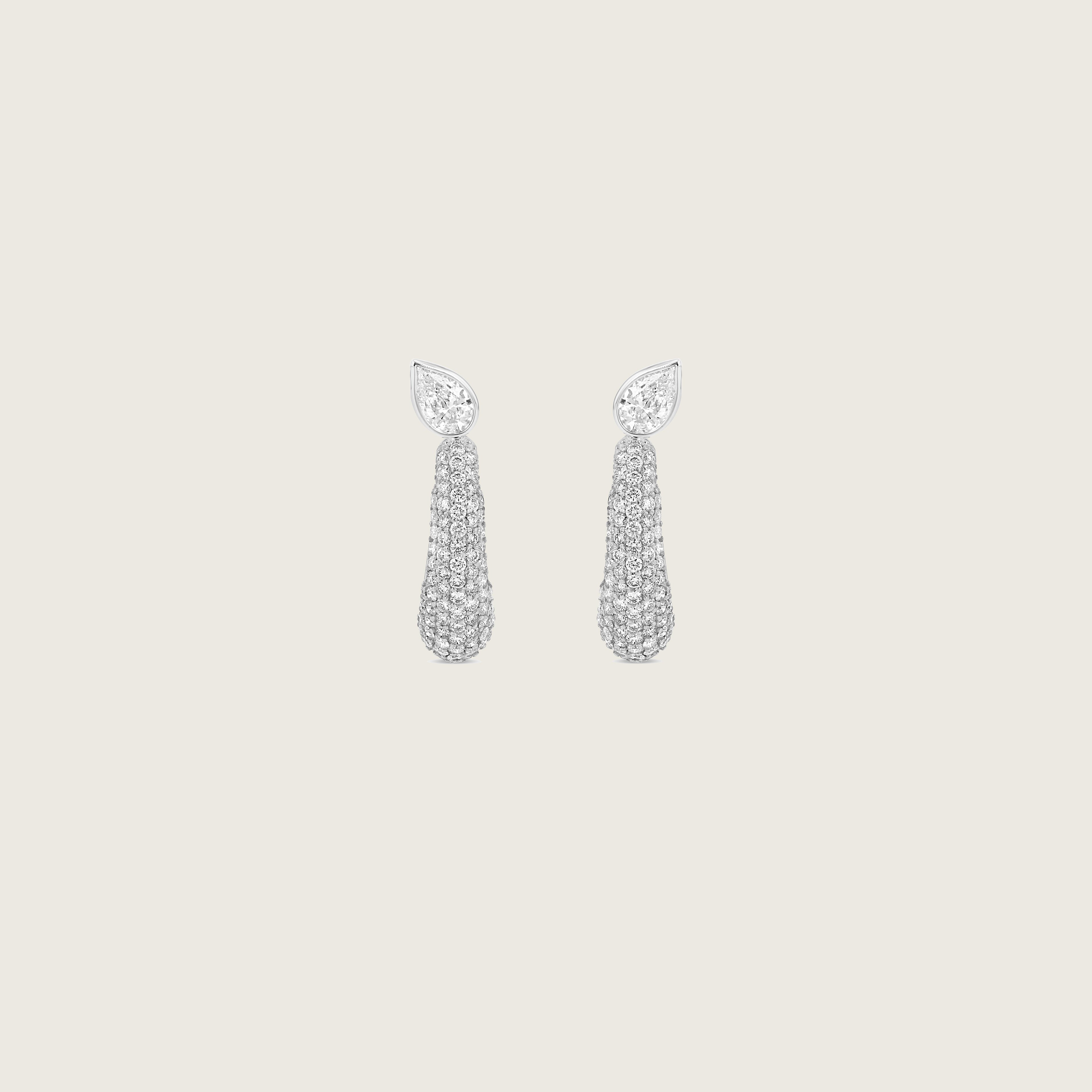 Pavé Pear Demi Hoop Earrings