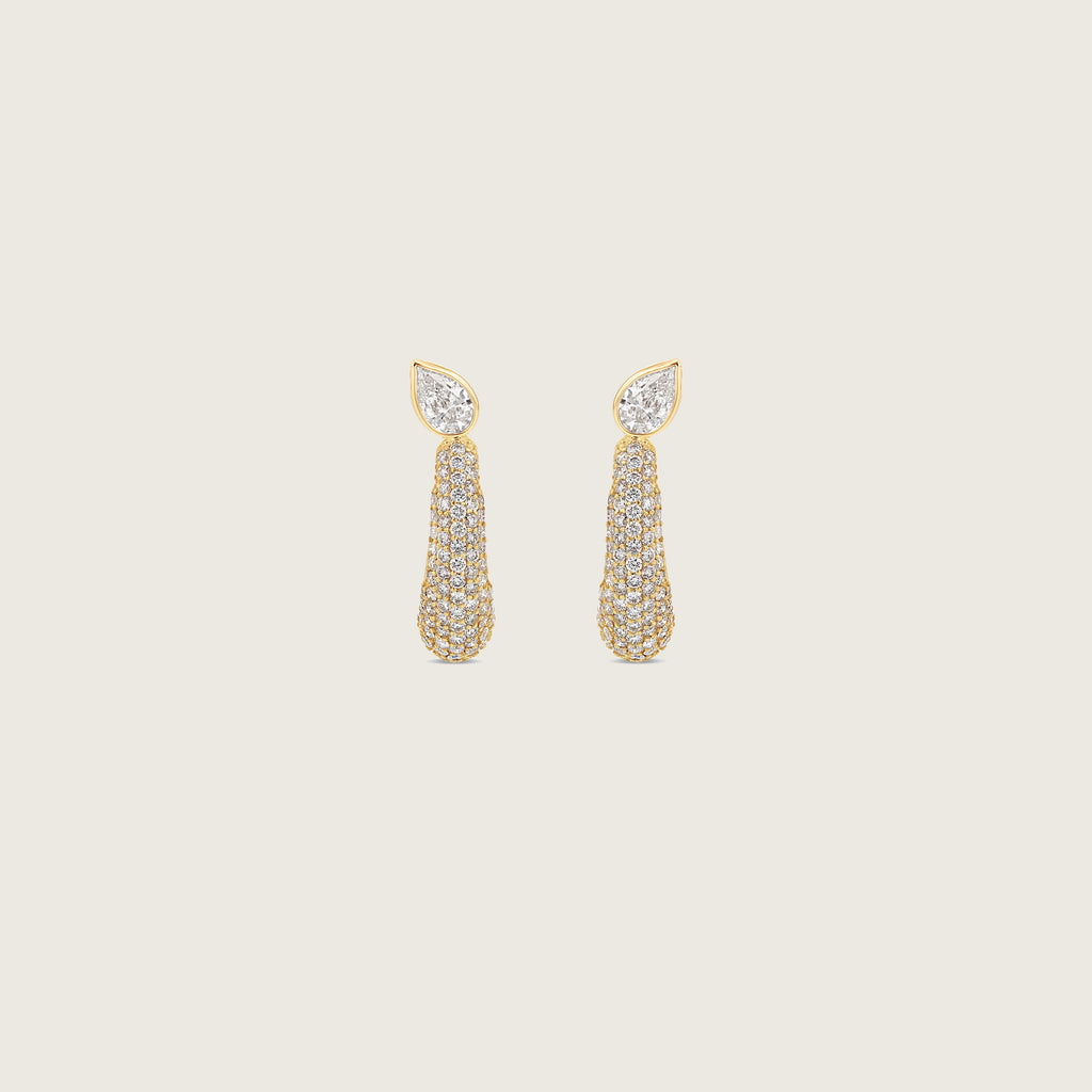 Pavé Pear Demi Hoop Earrings