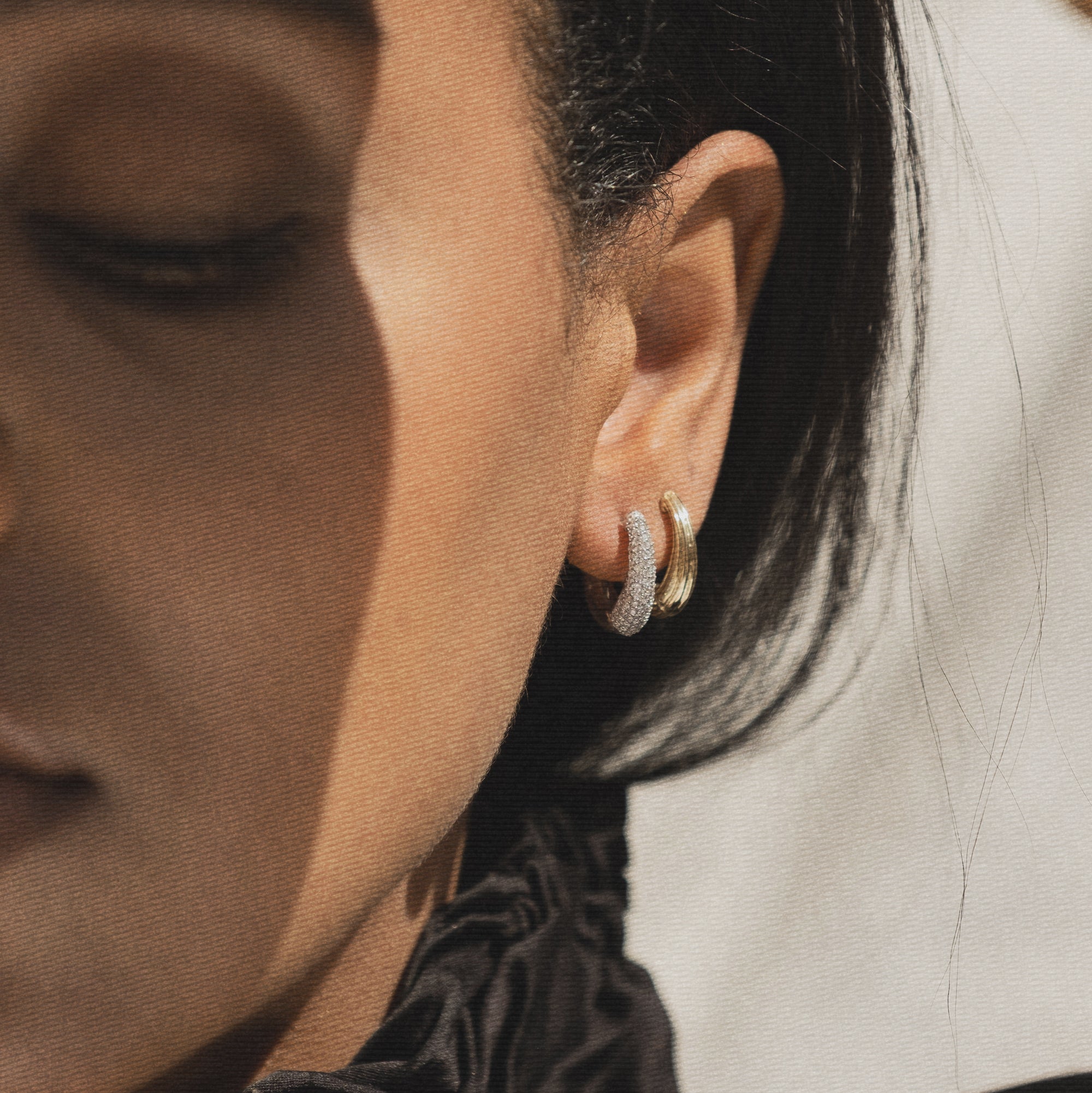 Pavé Demi Hoop Earrings