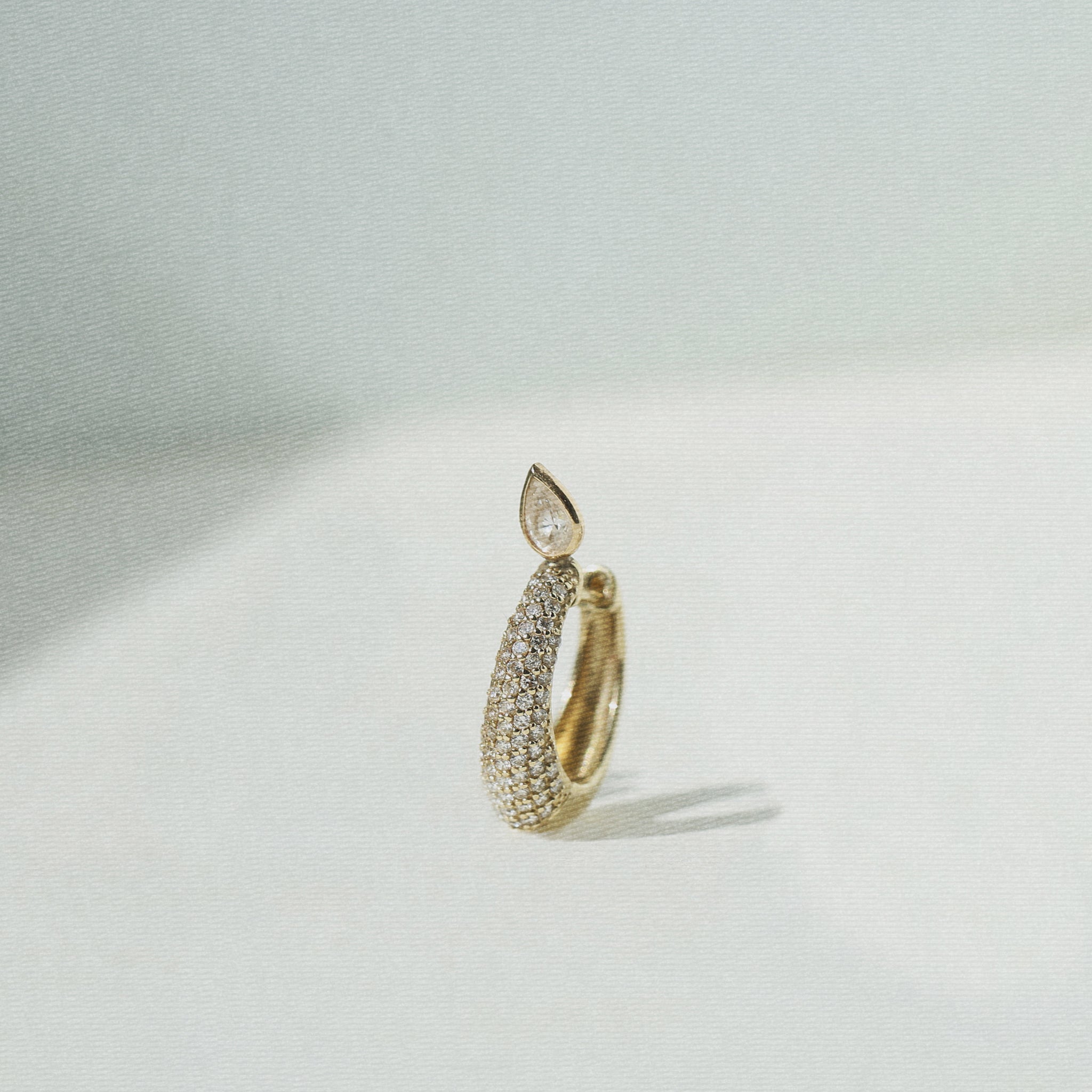 Pavé Pear Demi Hoop Earrings