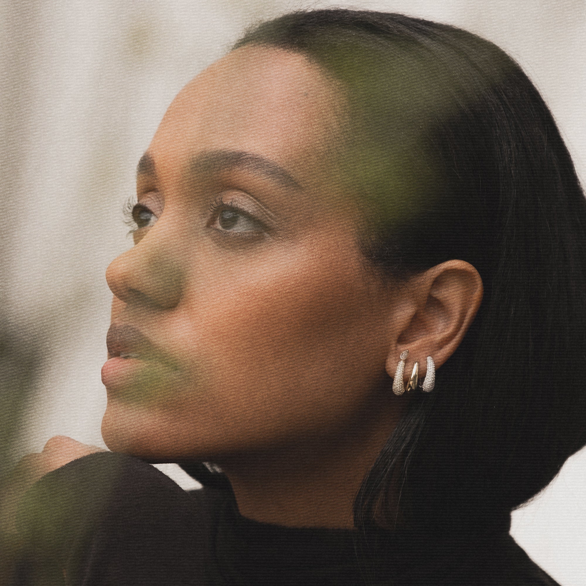 Pavé Pear Demi Hoop Earrings