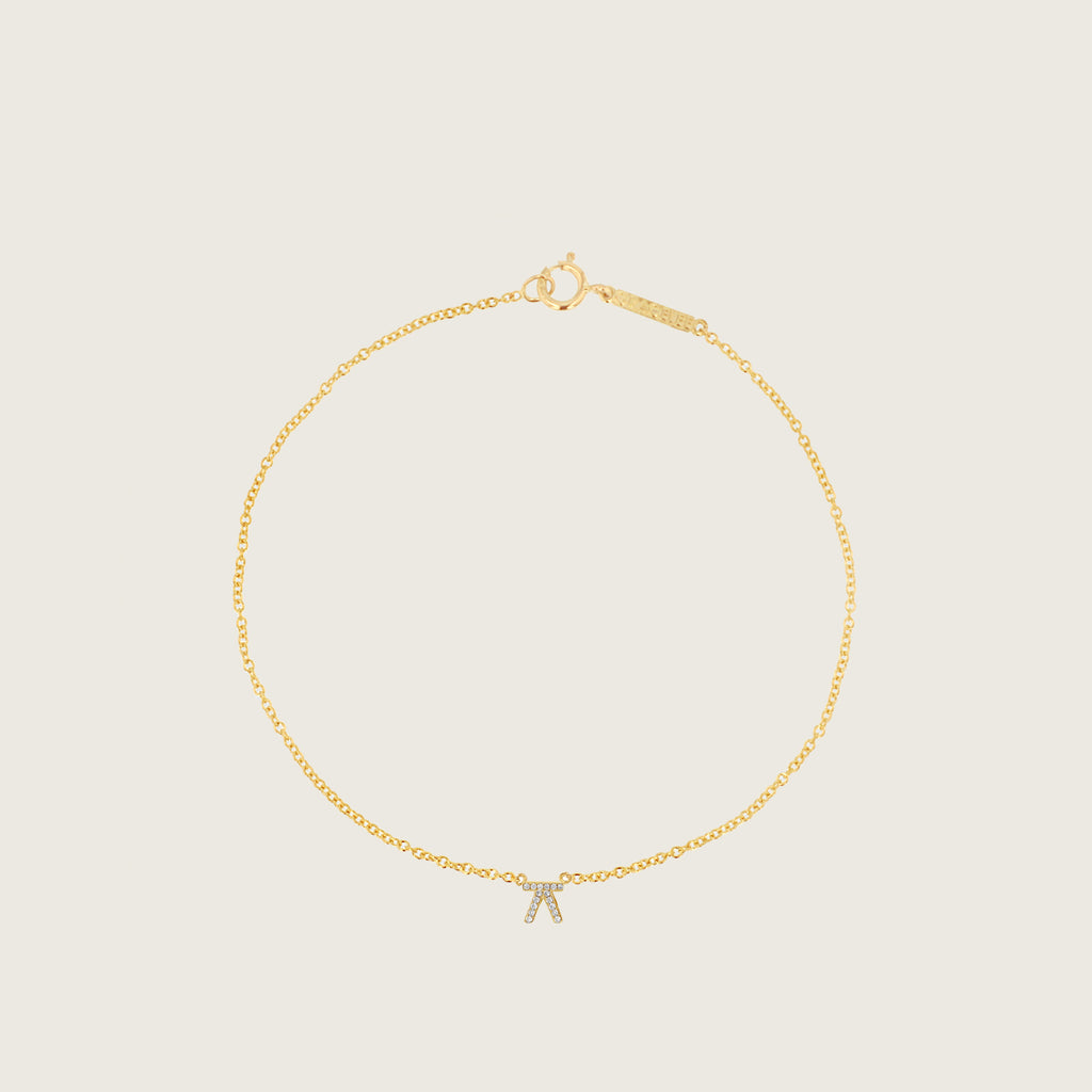 Hangul Korean Names Bracelet with Diamonds (1 letter)