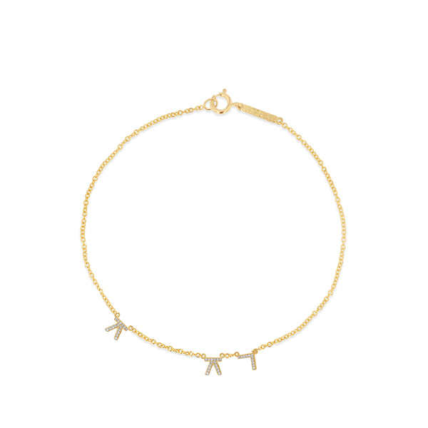 Hangul Korean Names Bracelet with Diamonds (3 letter)