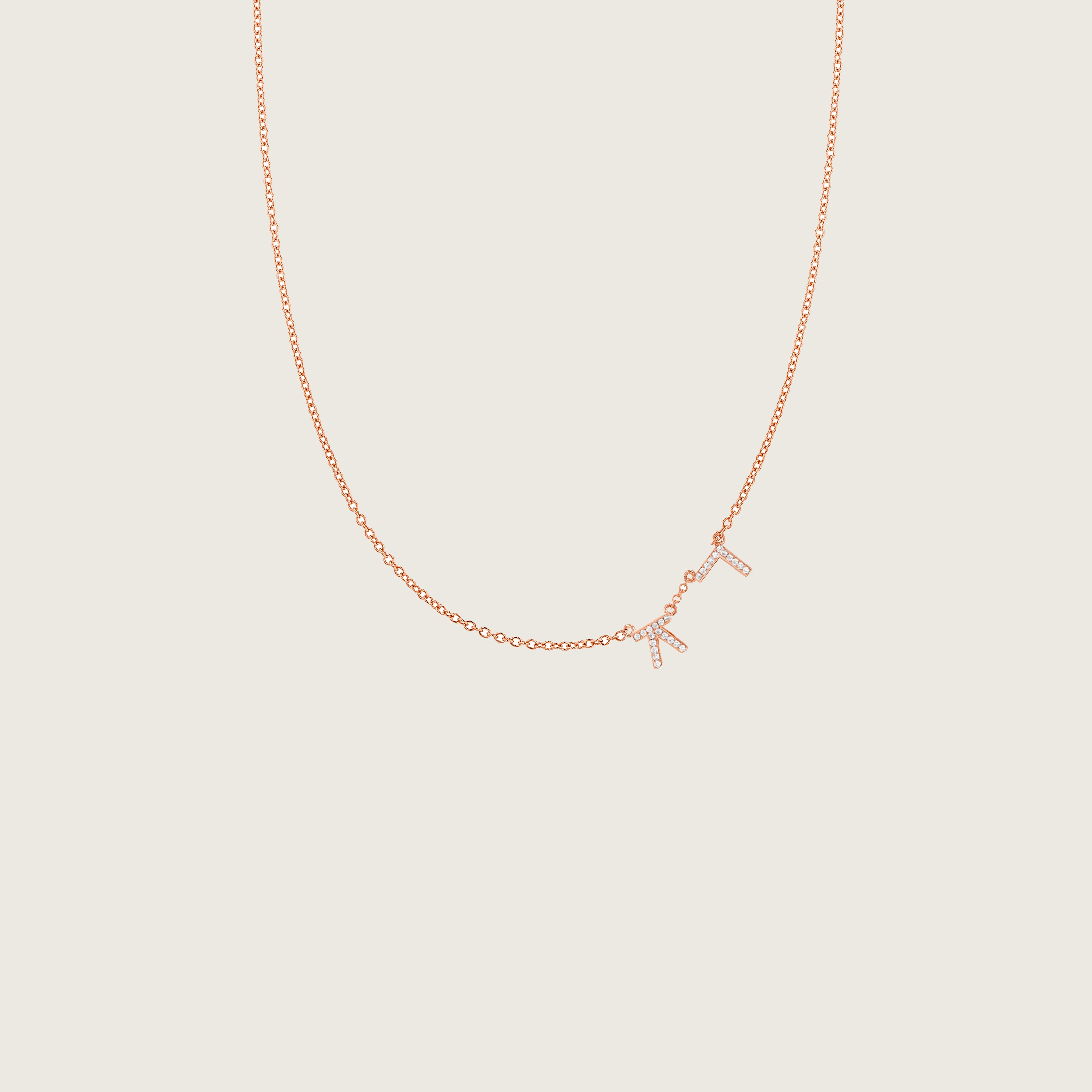 Hangul Korean Names Necklace with Diamonds (2 letters)