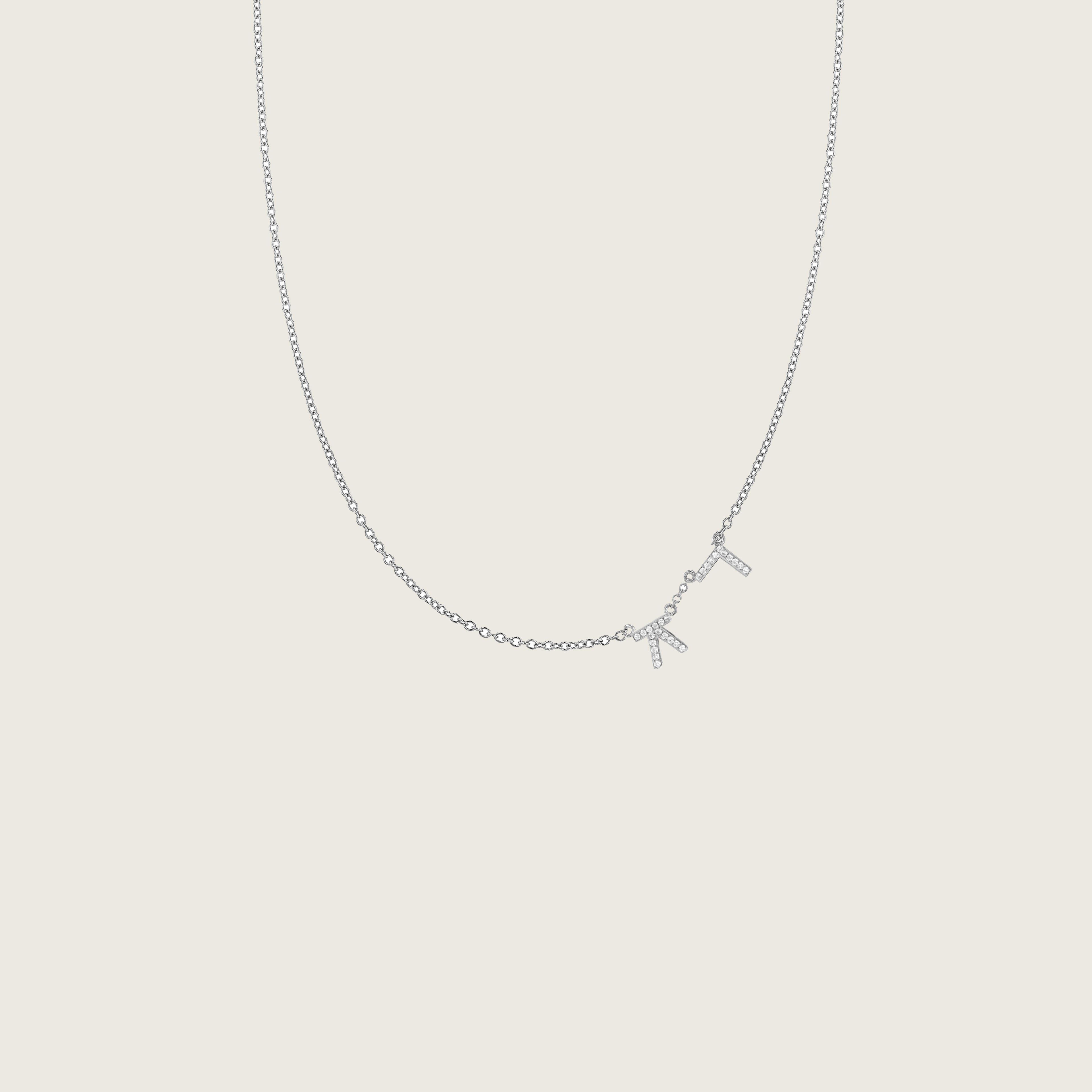 Hangul Korean Names Necklace with Diamonds (2 letters)