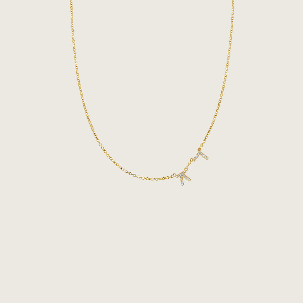 Hangul Korean Names Necklace with Diamonds (2 letters)