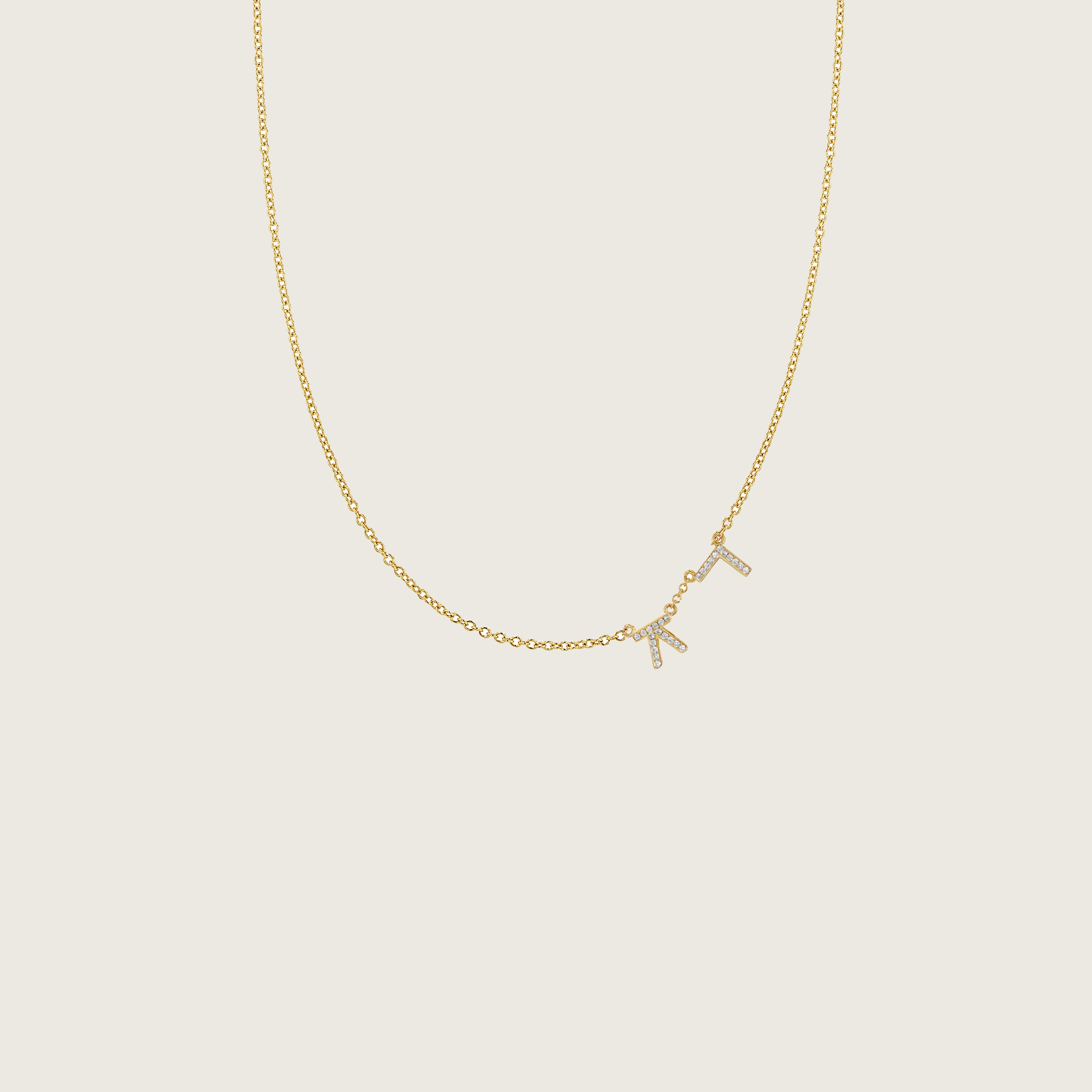 Hangul Korean Names Necklace with Diamonds (2 letters)