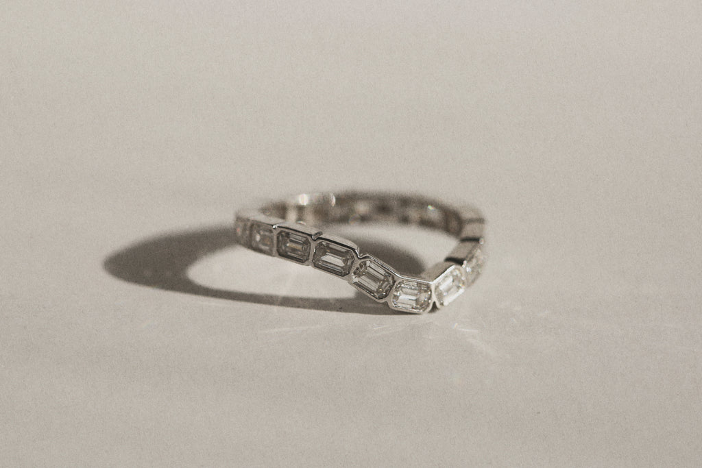 Emerald Cut Eternity Wave Band