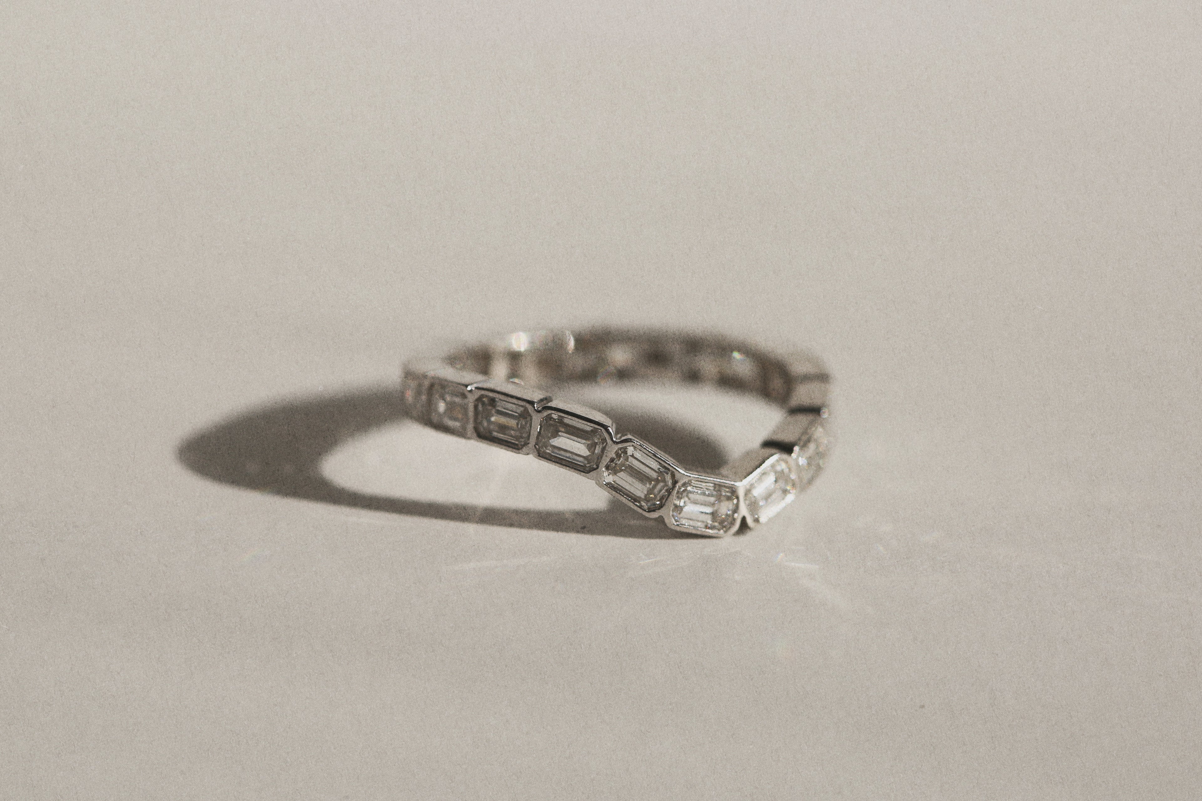 Emerald Cut Eternity Wave Band