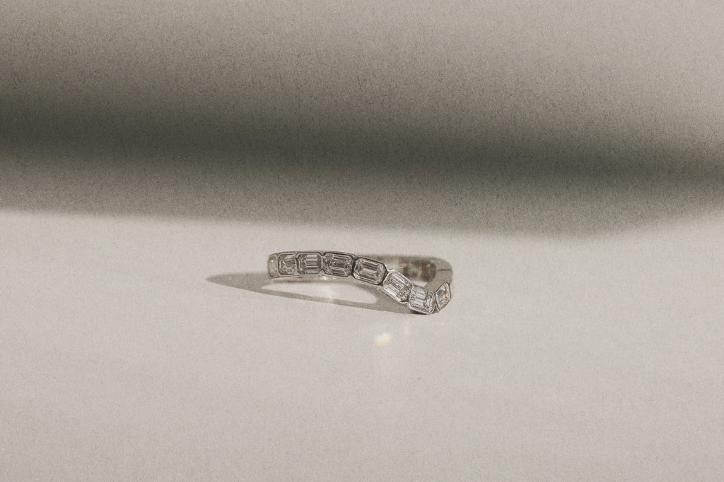 Emerald Cut Eternity Wave Band