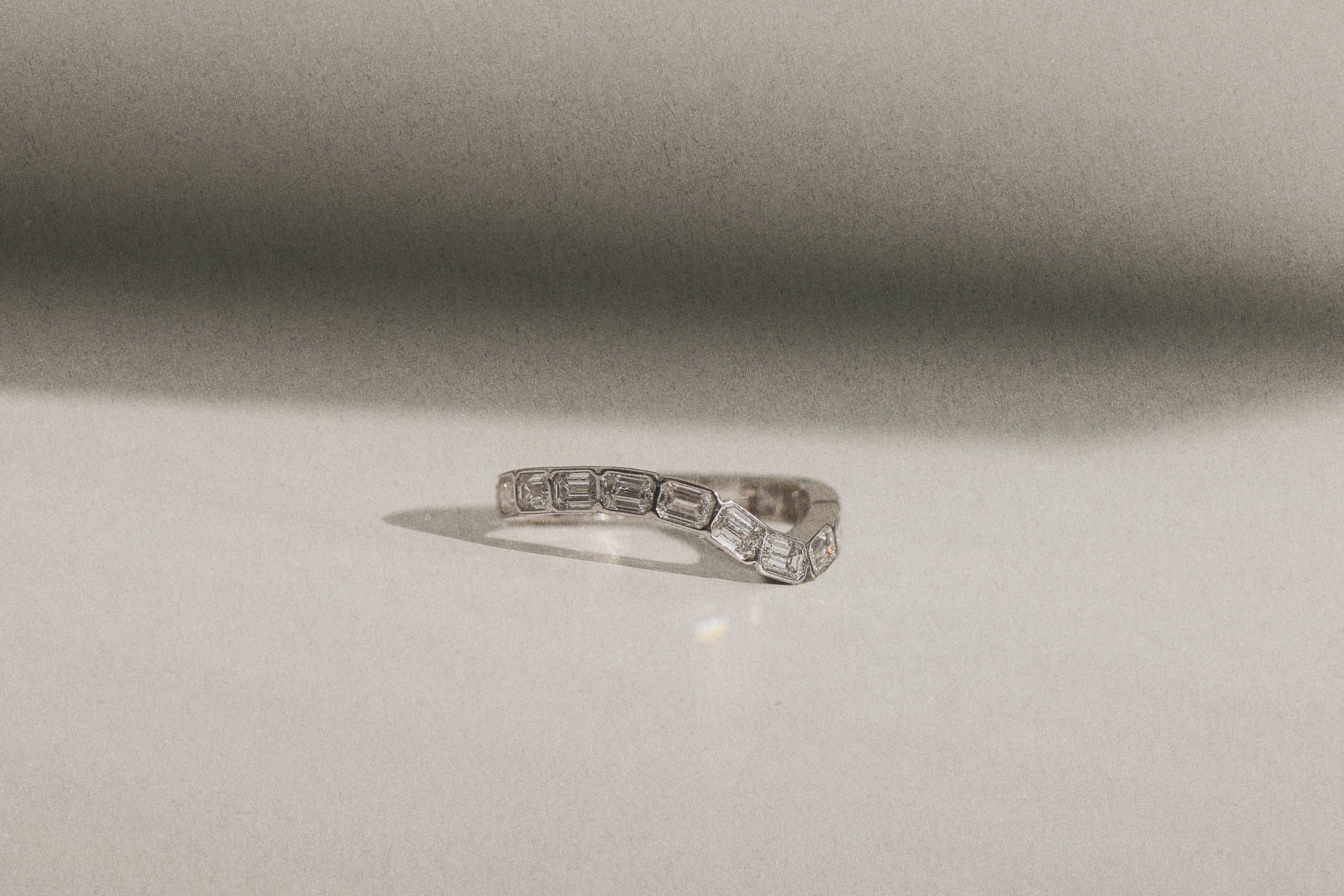 Emerald Cut Eternity Wave Band