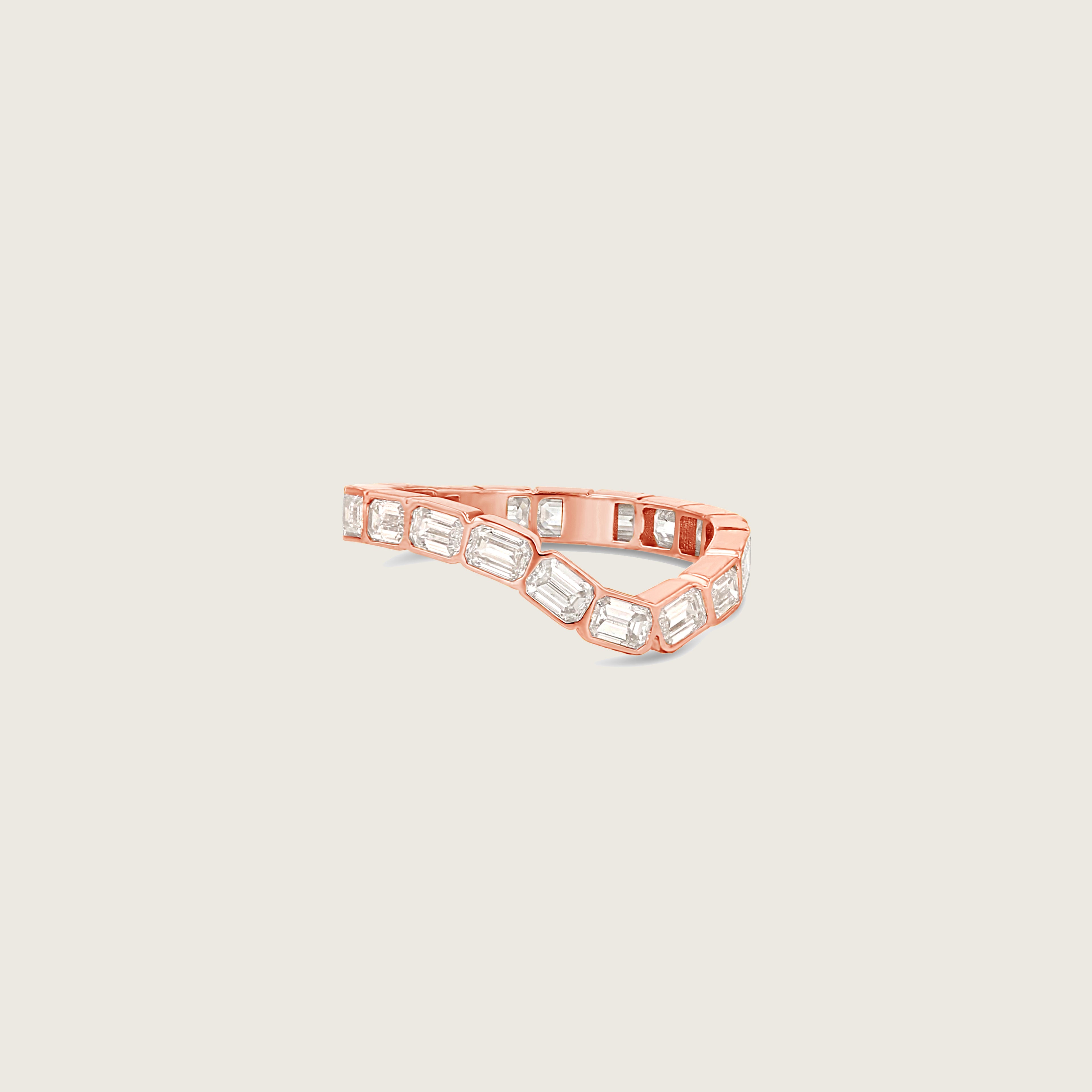 Emerald Cut Eternity Wave Band