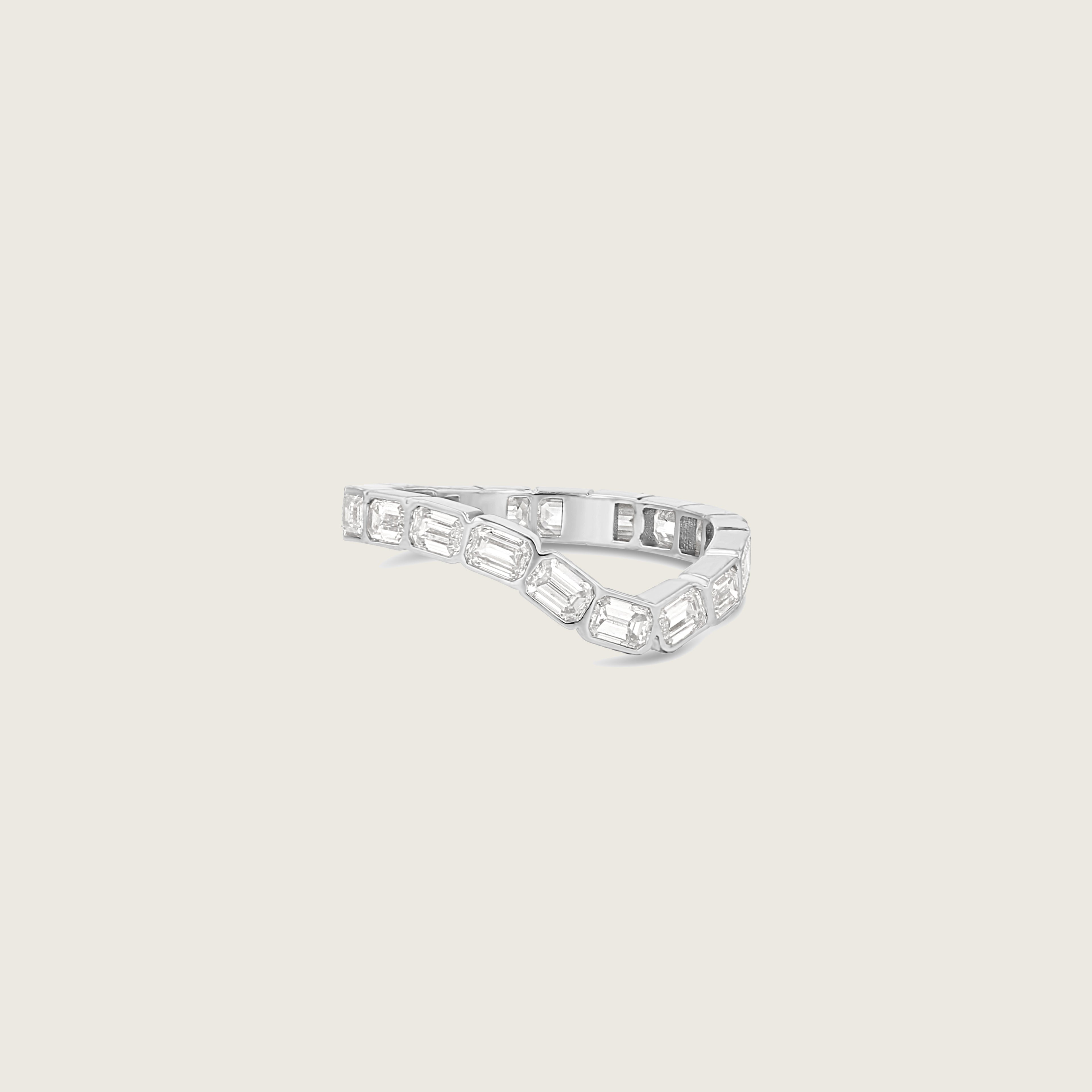 Emerald Cut Eternity Wave Band