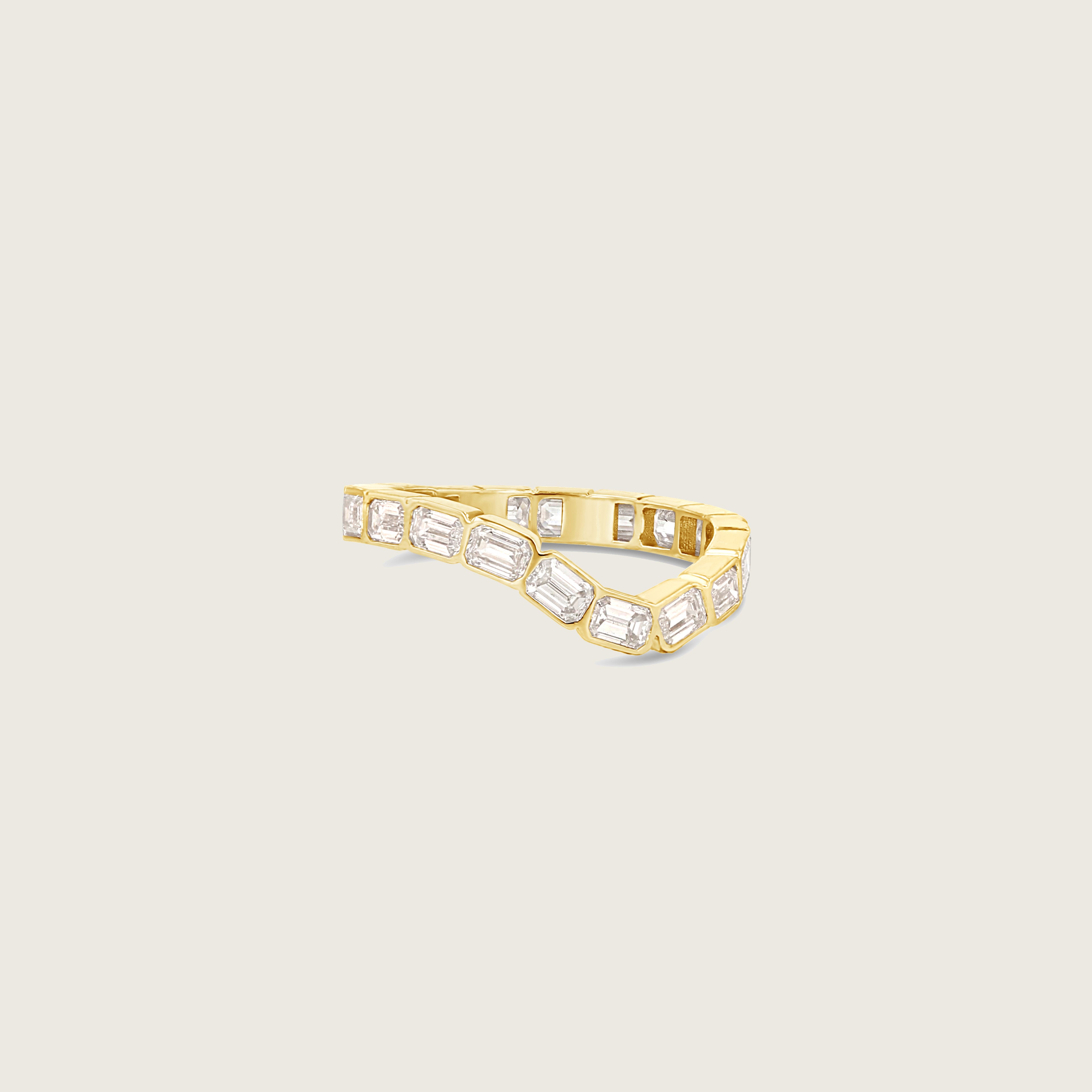 Emerald Cut Eternity Wave Band