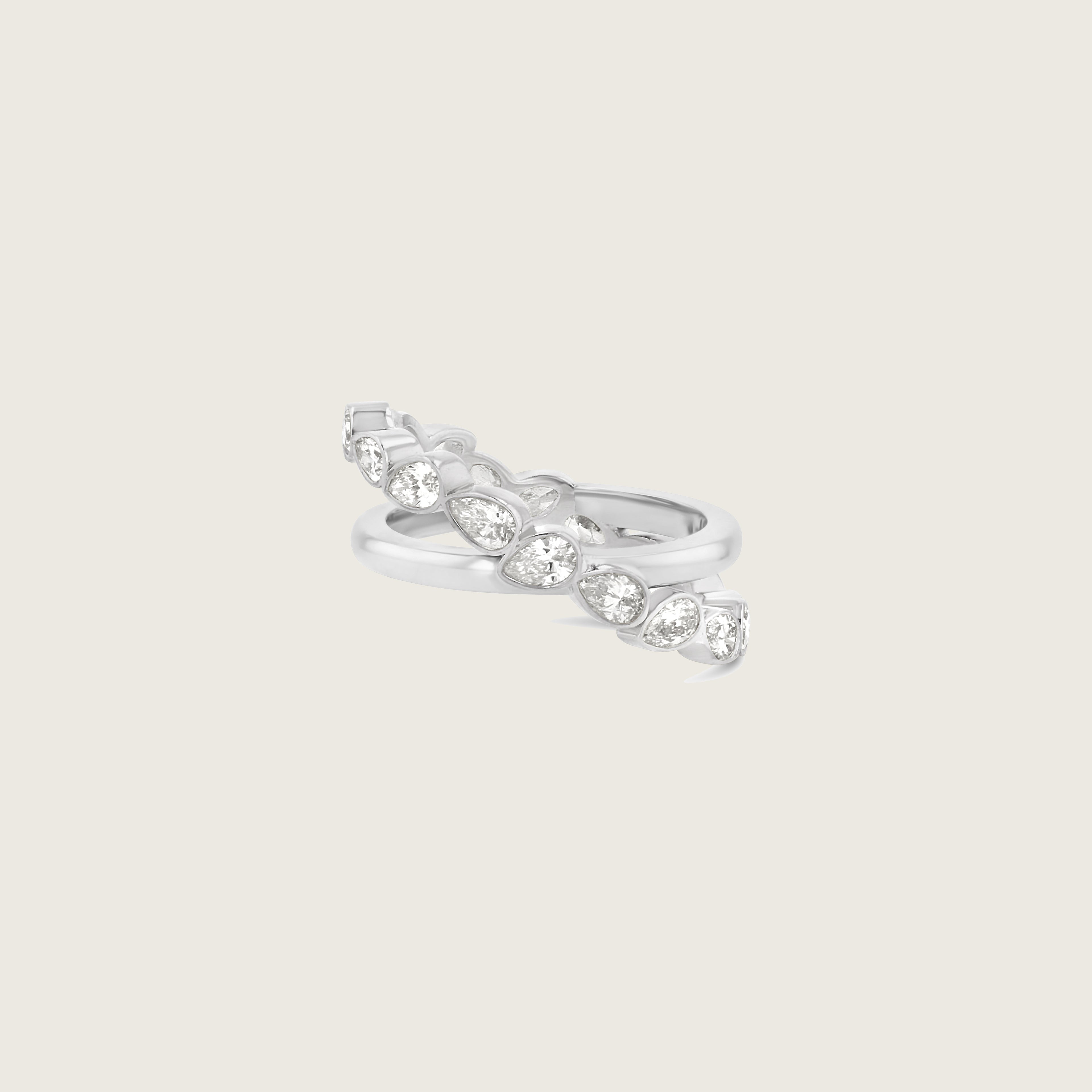 Pear Eternity Helix Crossover Ring