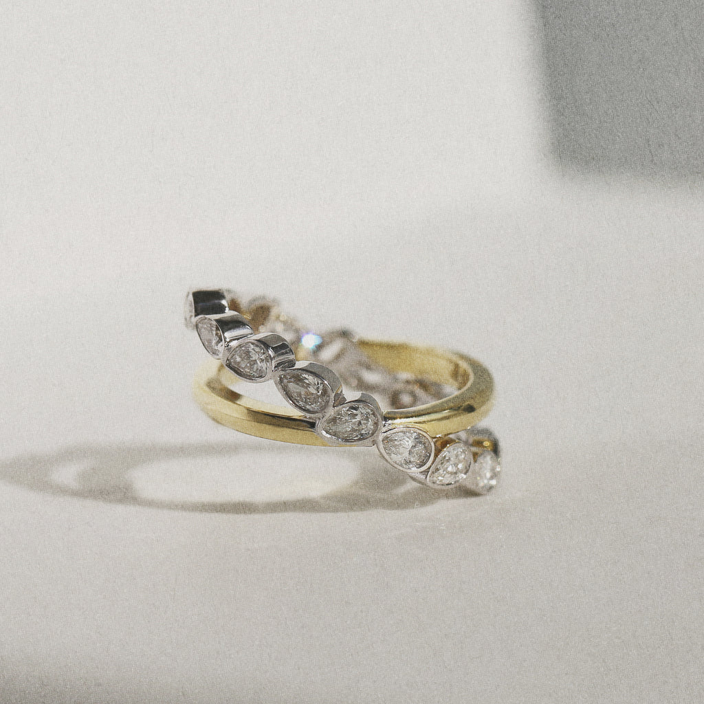 Pear Eternity Helix Crossover Ring