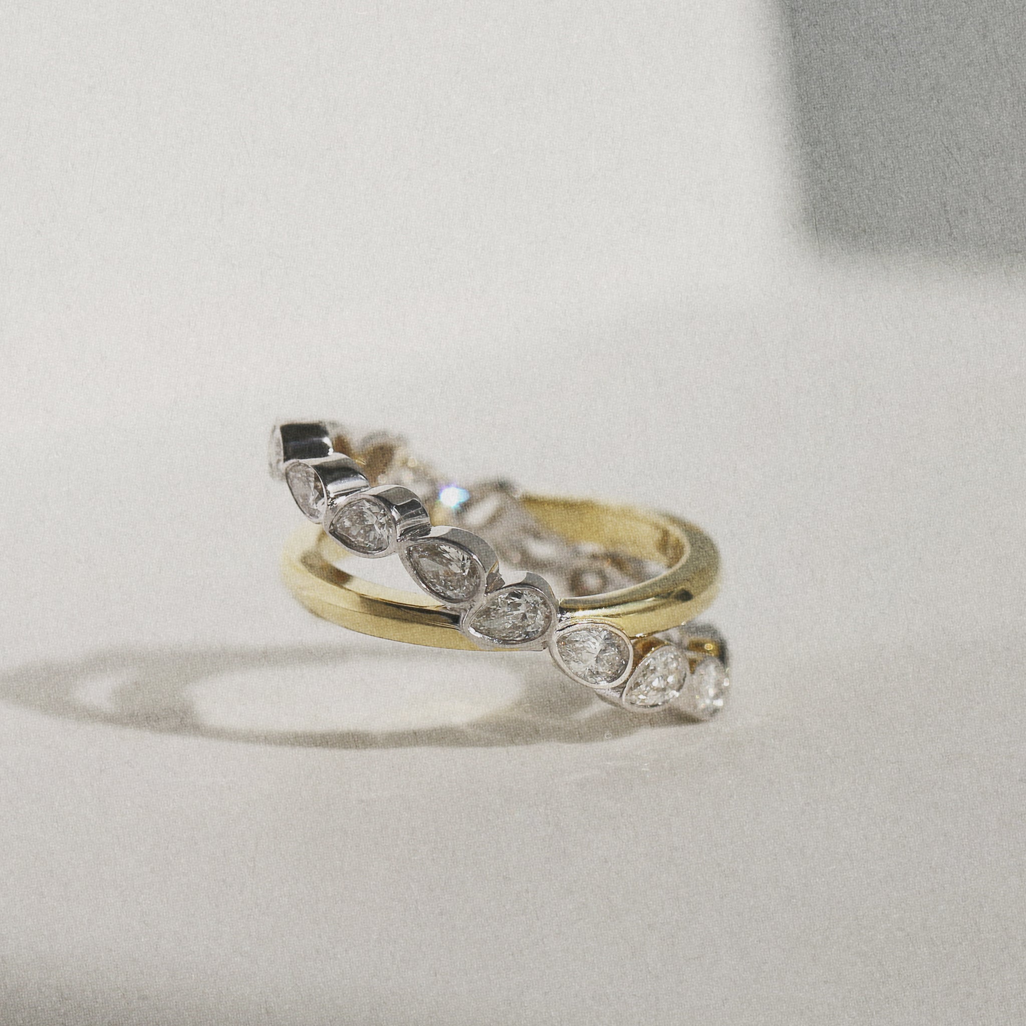 Pear Eternity Helix Crossover Ring