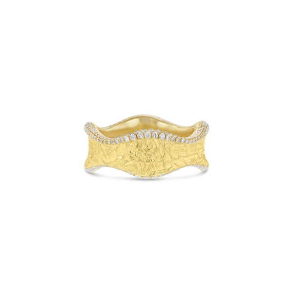 Topo-Texture Wave Cigar Band III with Diamonds