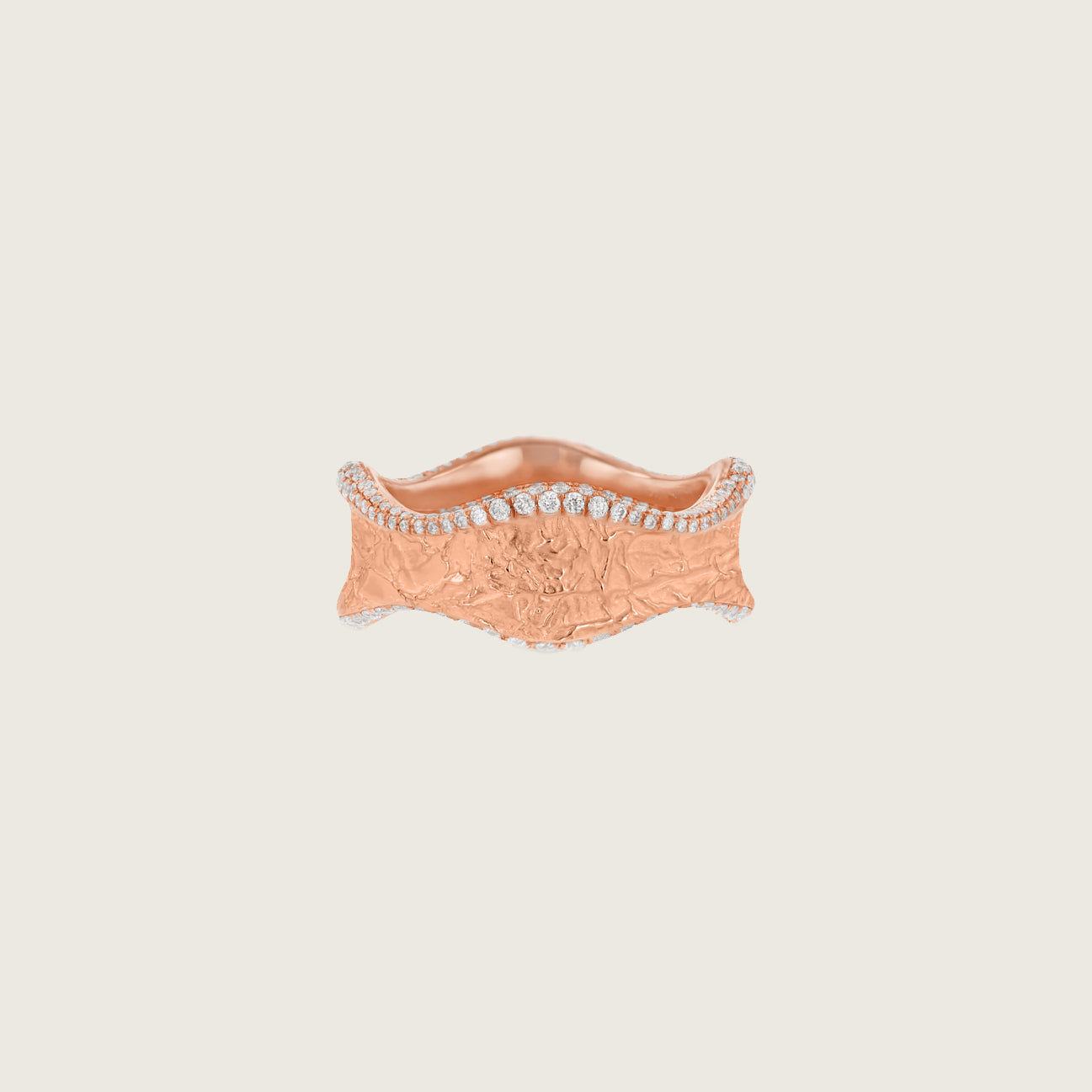 Topo-Texture Wave Cigar Band III with Diamonds