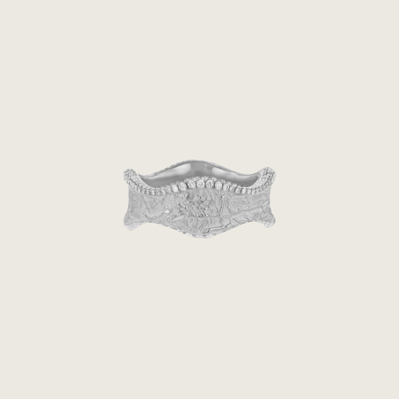 Topo-Texture Wave Cigar Band III with Diamonds