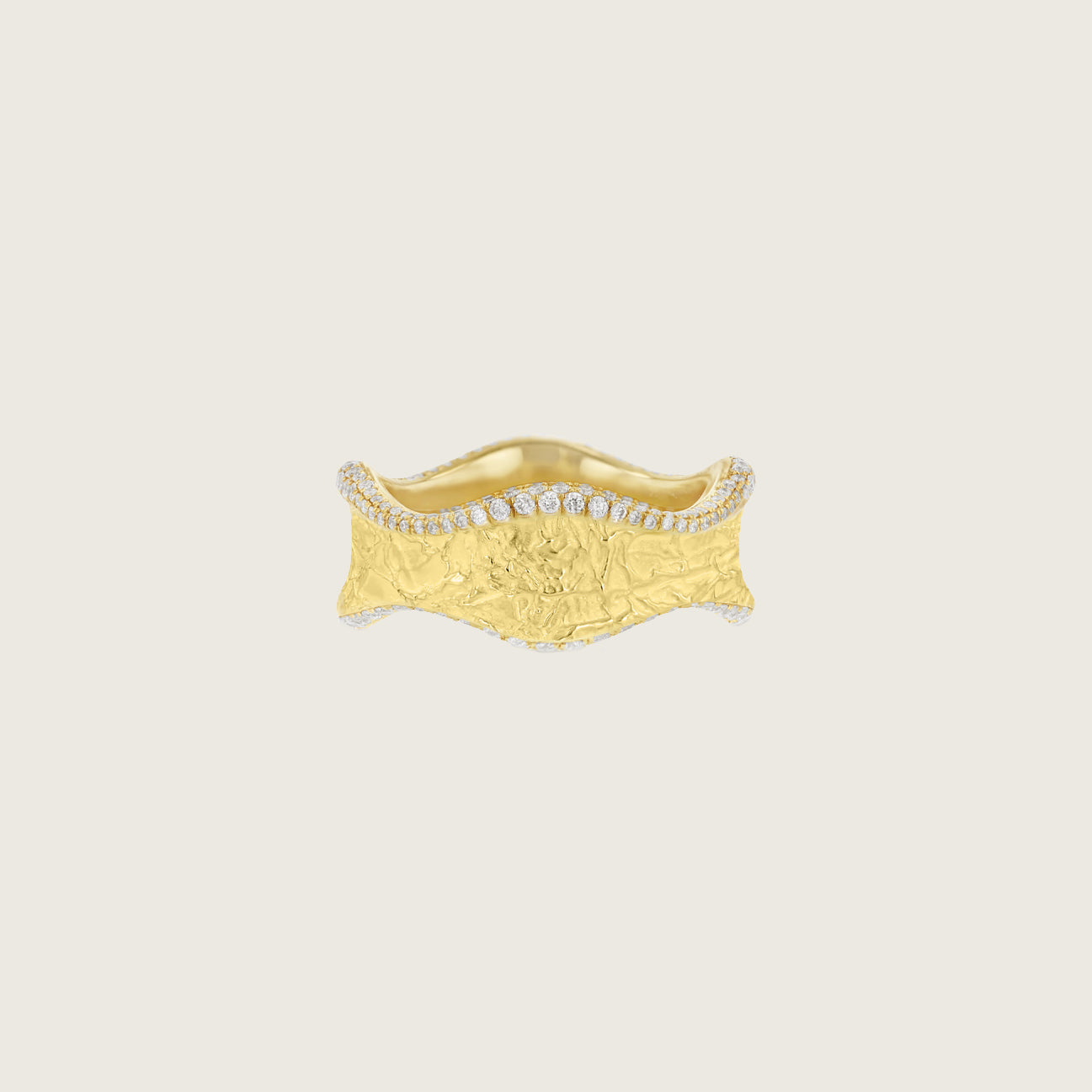 Topo-Texture Wave Cigar Band III with Diamonds