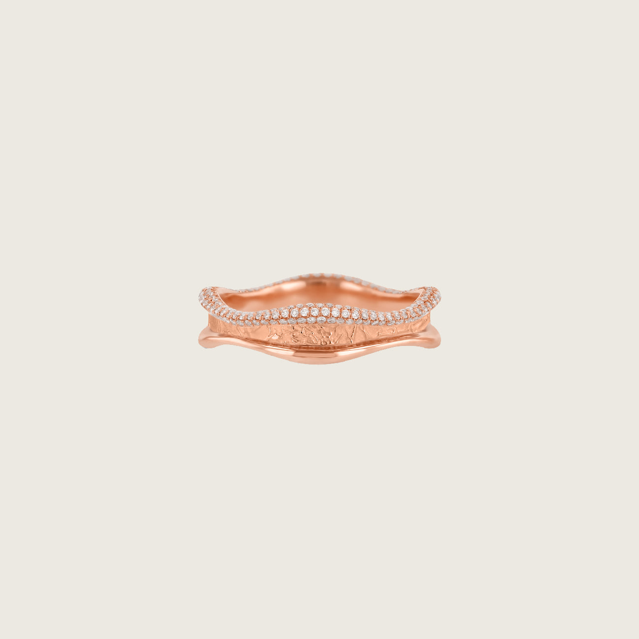 Topo-Texture Wave Cigar Band I with Diamonds