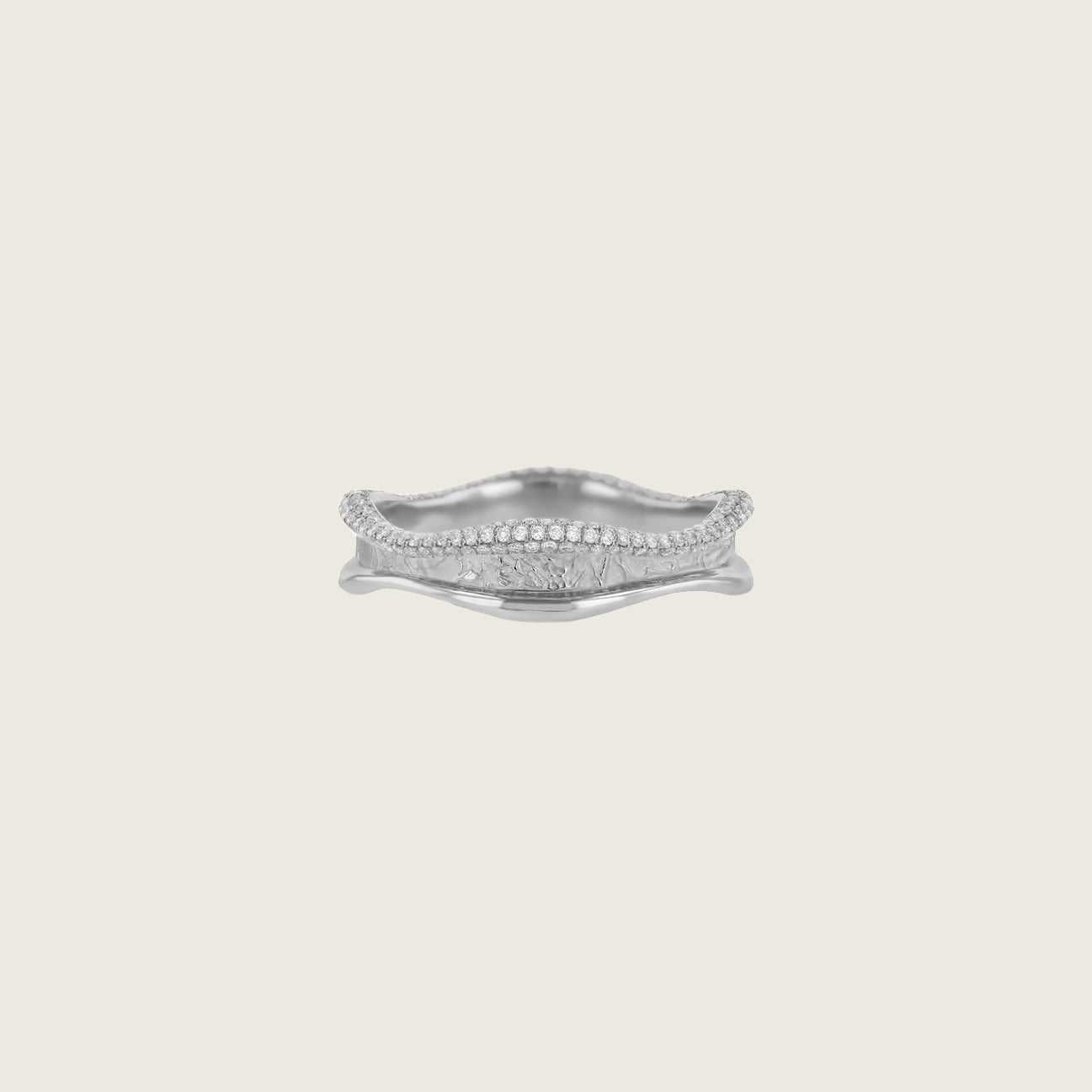 Topo-Texture Wave Cigar Band I with Diamonds