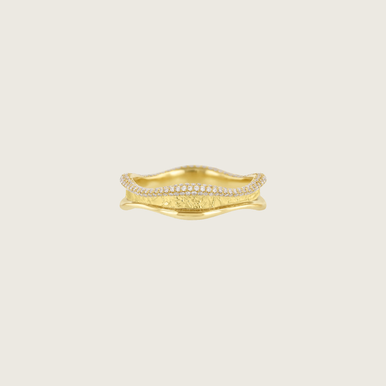 Topo-Texture Wave Cigar Band I with Diamonds