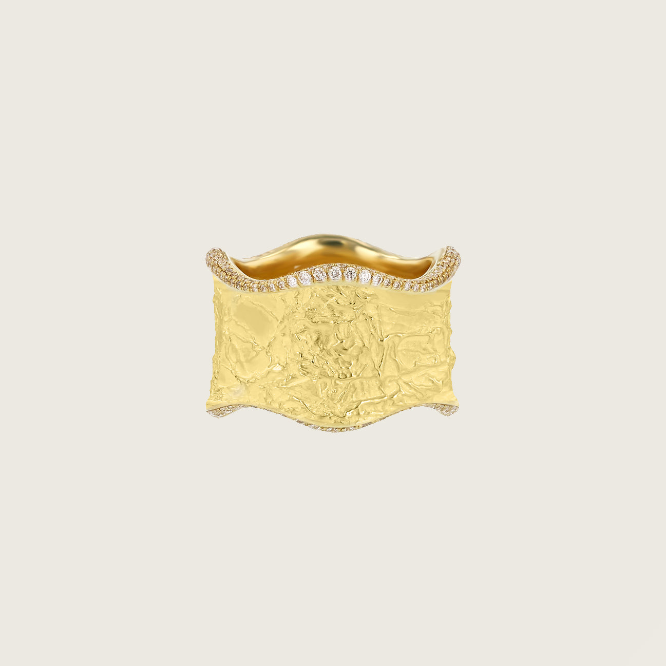 Topo-Texture Wave Cigar Band V with Diamonds