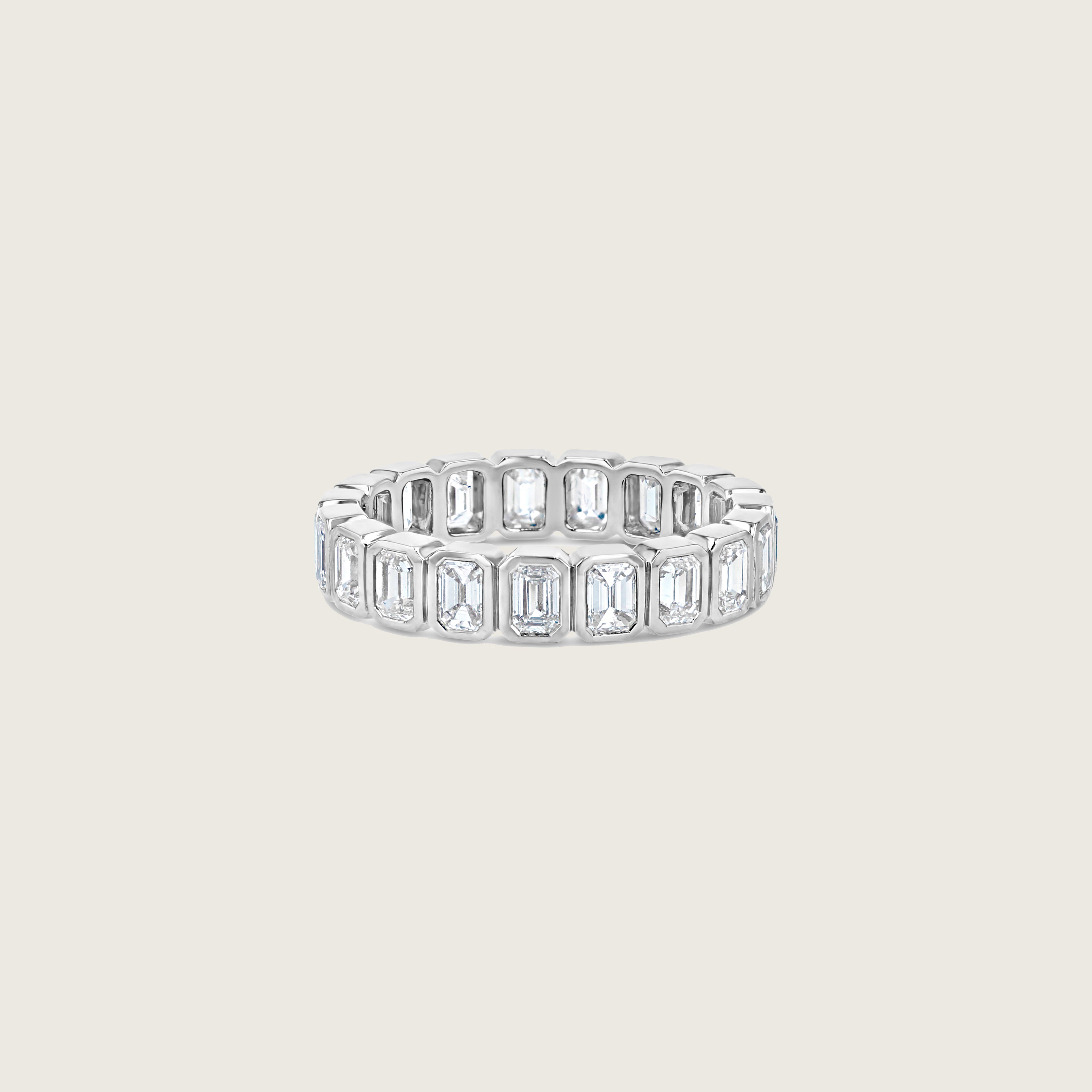 Vertical Bezel Emerald Eternity Ring