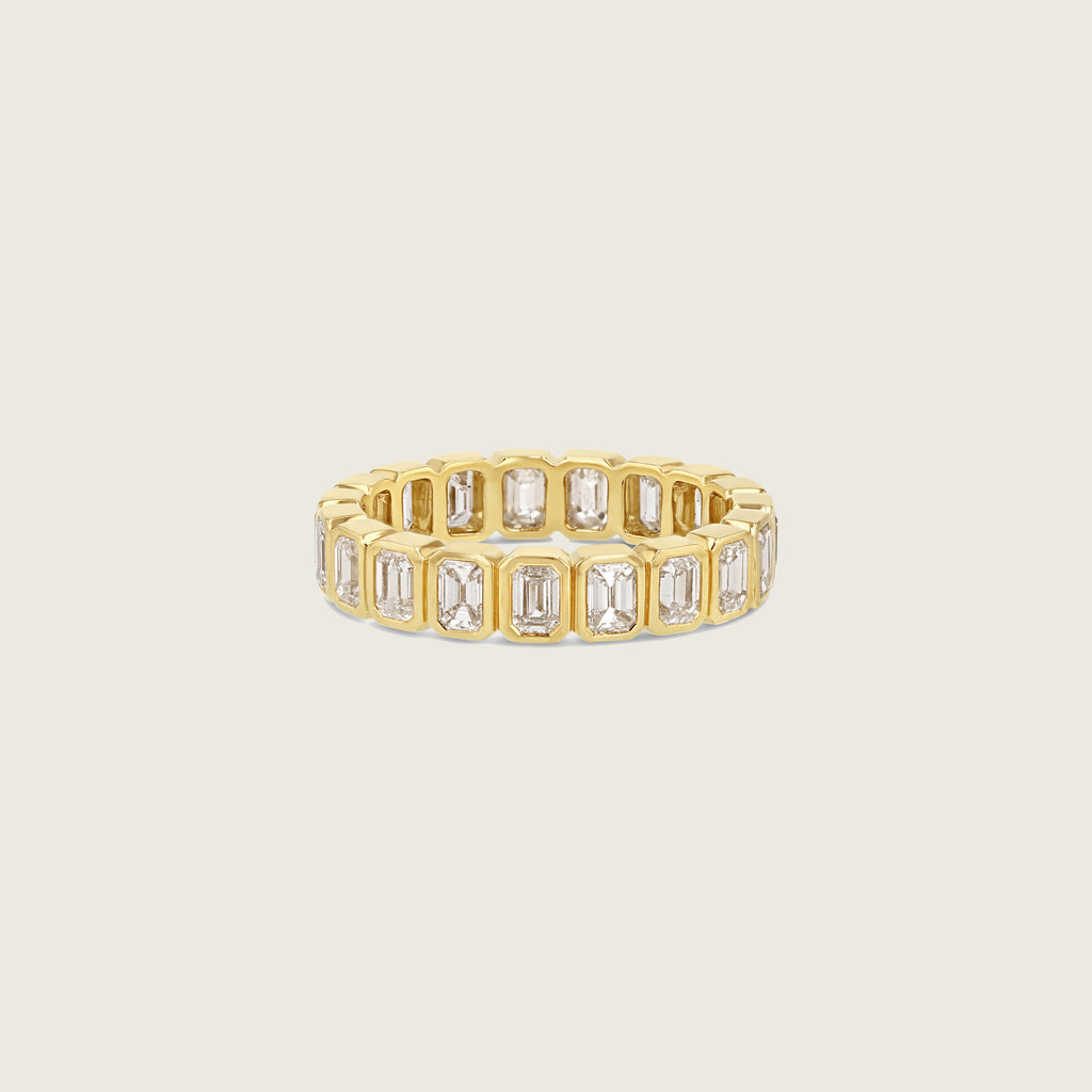 Vertical Bezel Emerald Eternity Ring