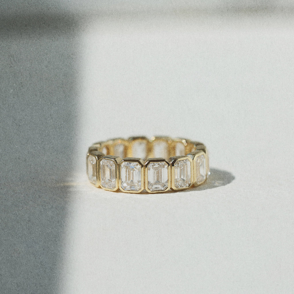 Maman Vertical Bezel Emerald Eternity Ring