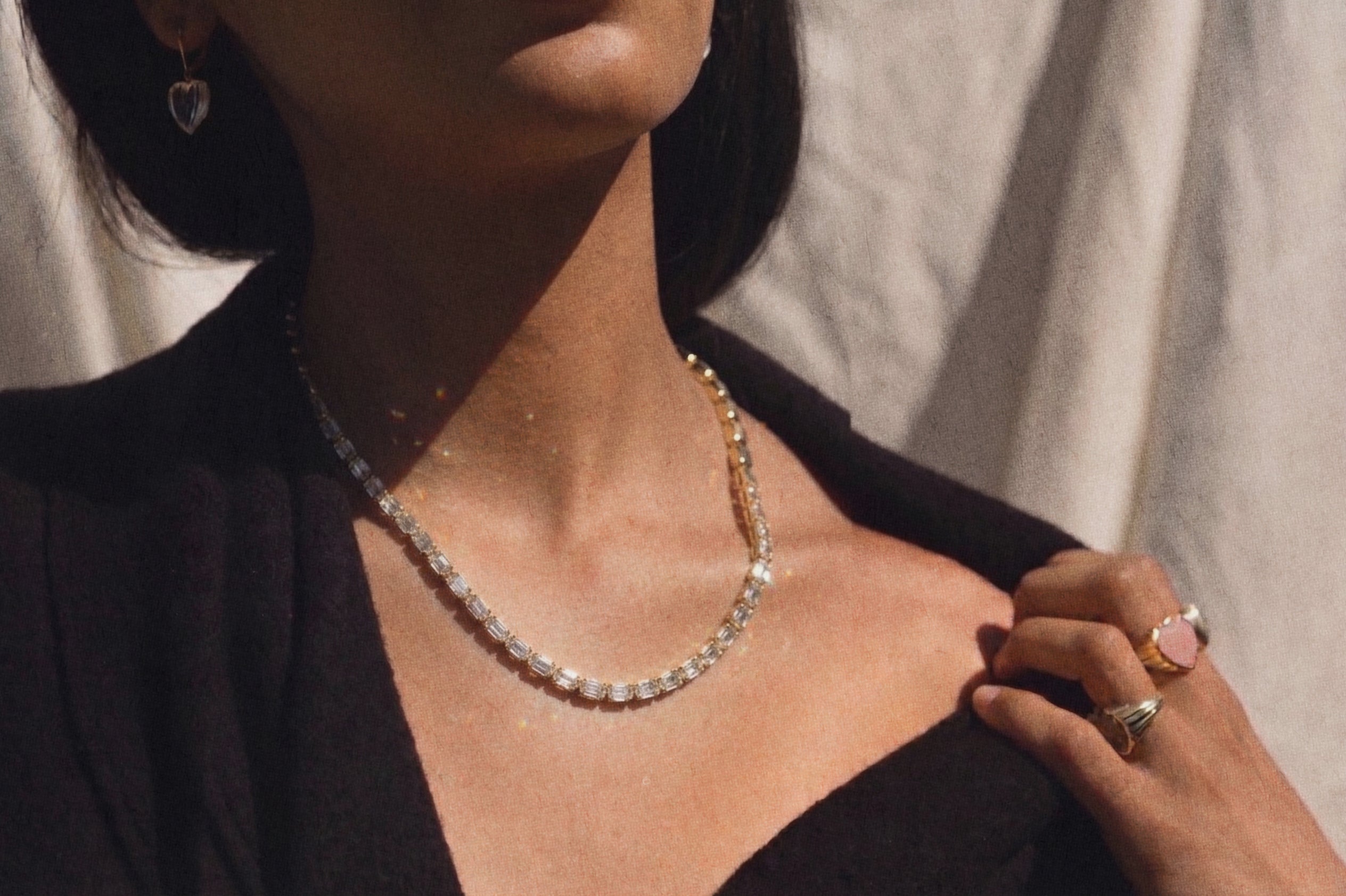 Emerald Cut Tennis Necklace - Horizontal