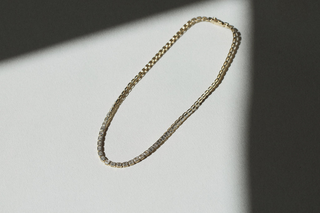 Emerald Cut Tennis Necklace - Horizontal