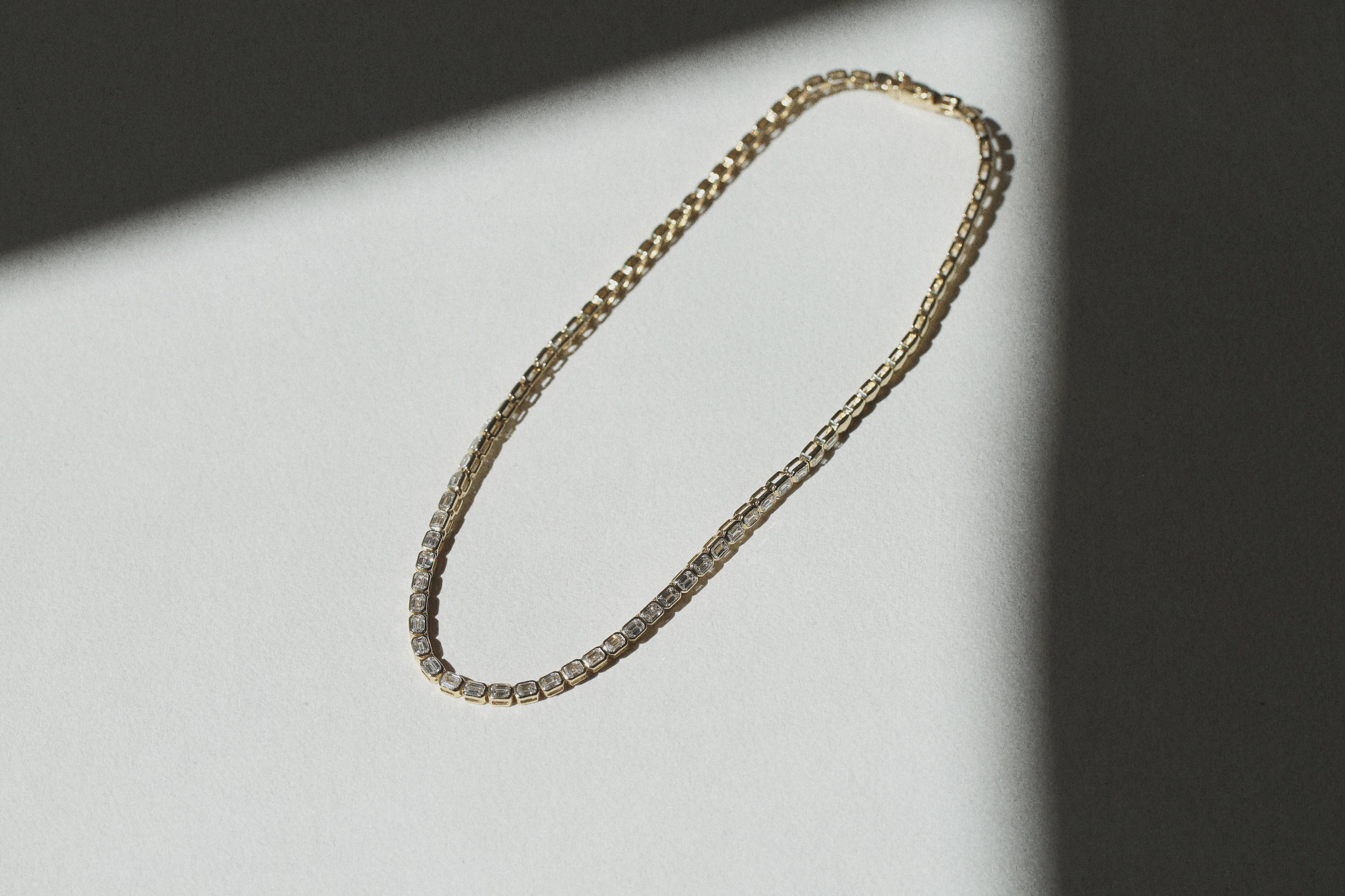 Emerald Cut Tennis Necklace - Horizontal