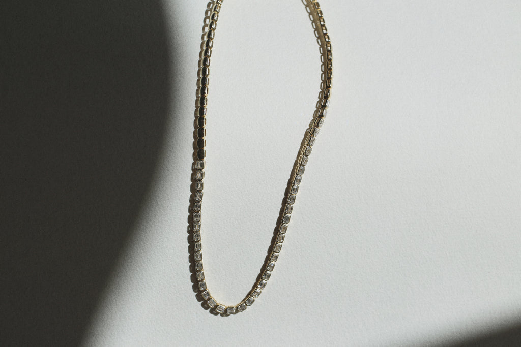 Emerald Cut Tennis Necklace - Horizontal