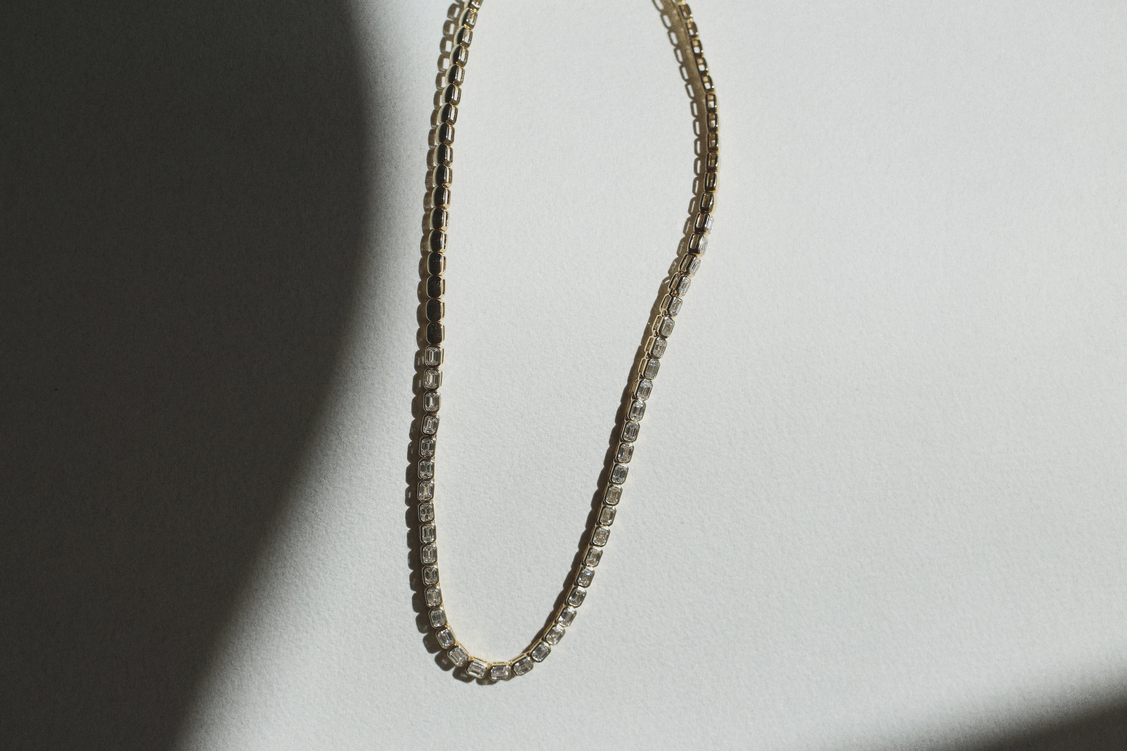 Emerald Cut Tennis Necklace - Horizontal