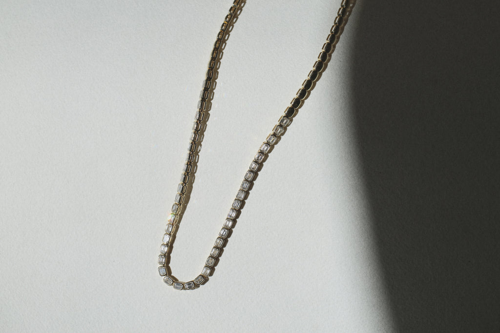 Emerald Cut Tennis Necklace - Horizontal