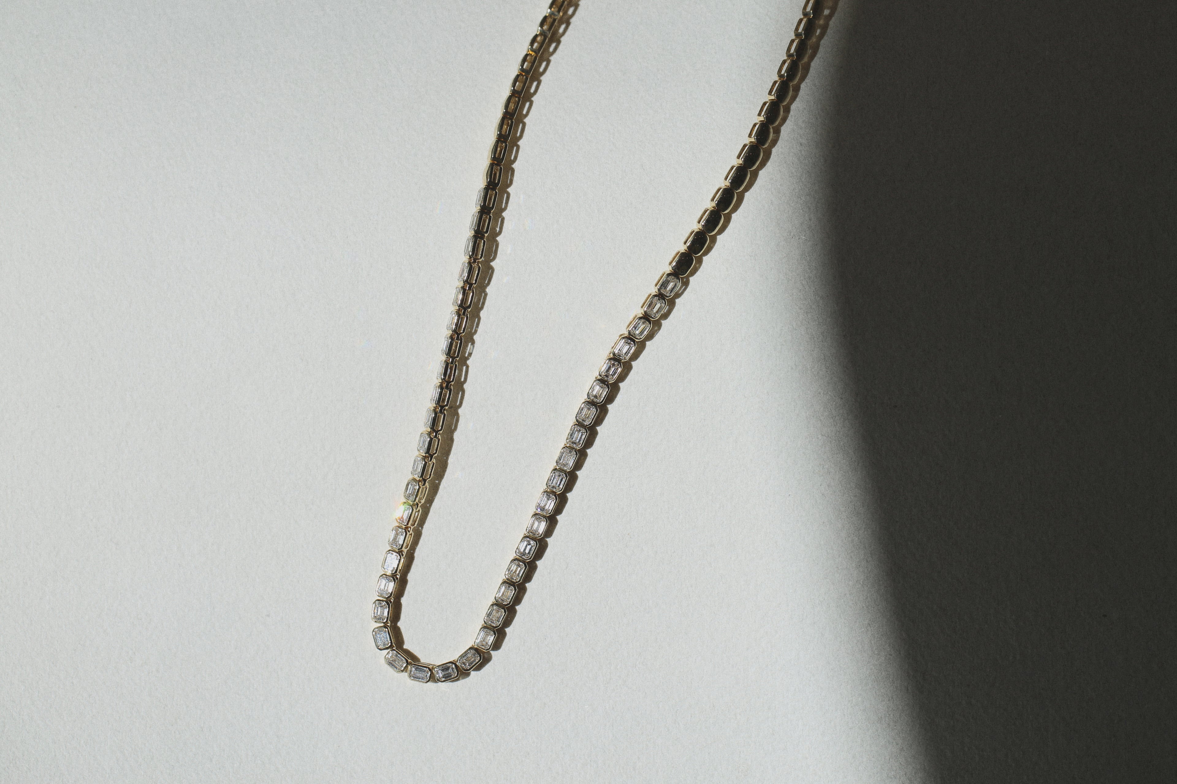 Emerald Cut Tennis Necklace - Horizontal