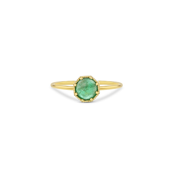 Crown Bezel Emerald Ring