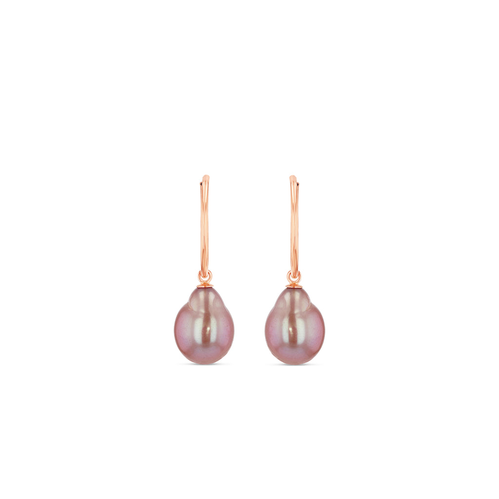 Baroque Pink Pearl Hoop Earrings