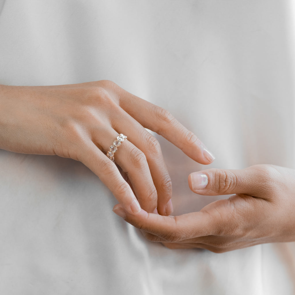 3mm Crown Bezel Diamond Eternity Ring on Hand