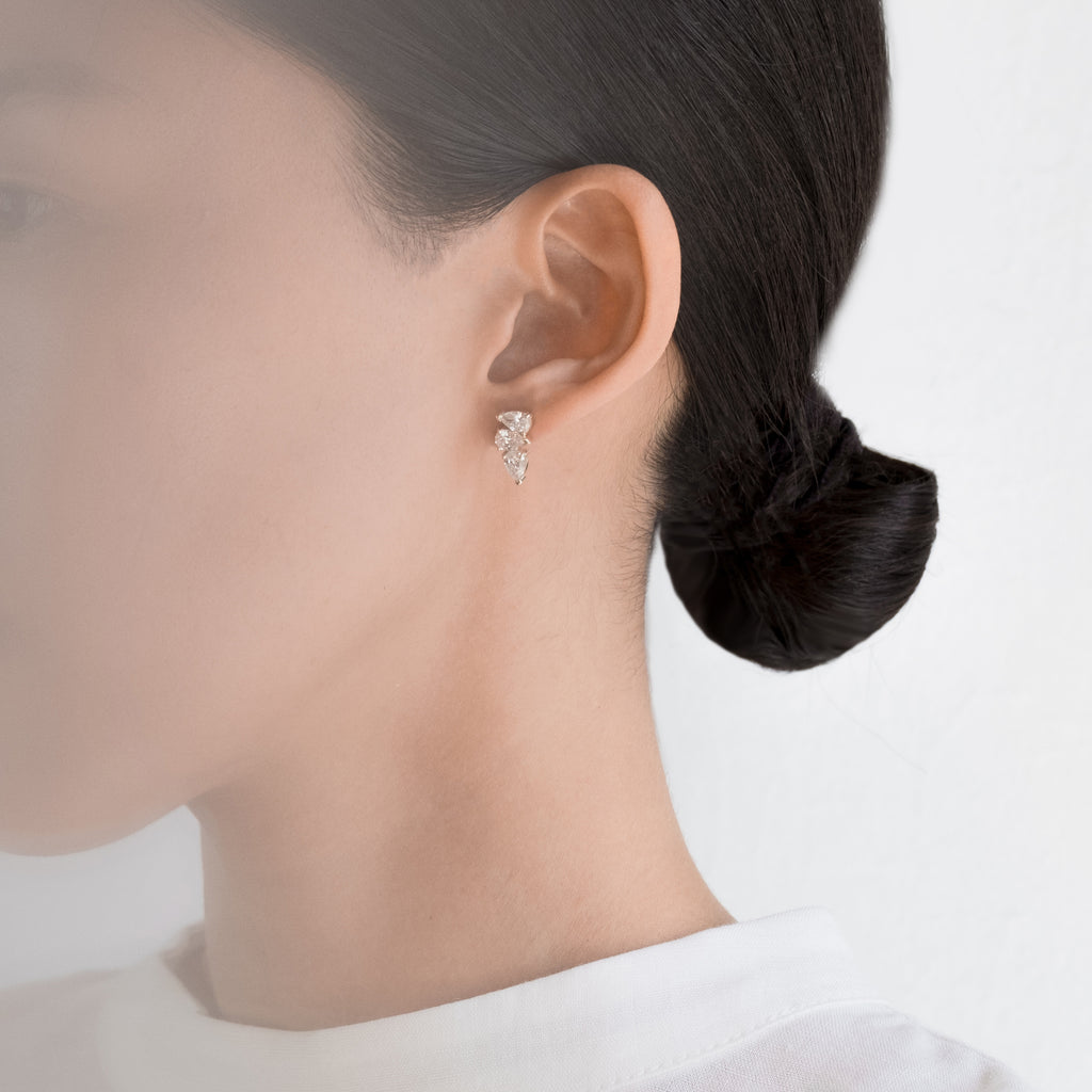 Grace Lee x Diamond Foundry Triple Pear Stud Earring
