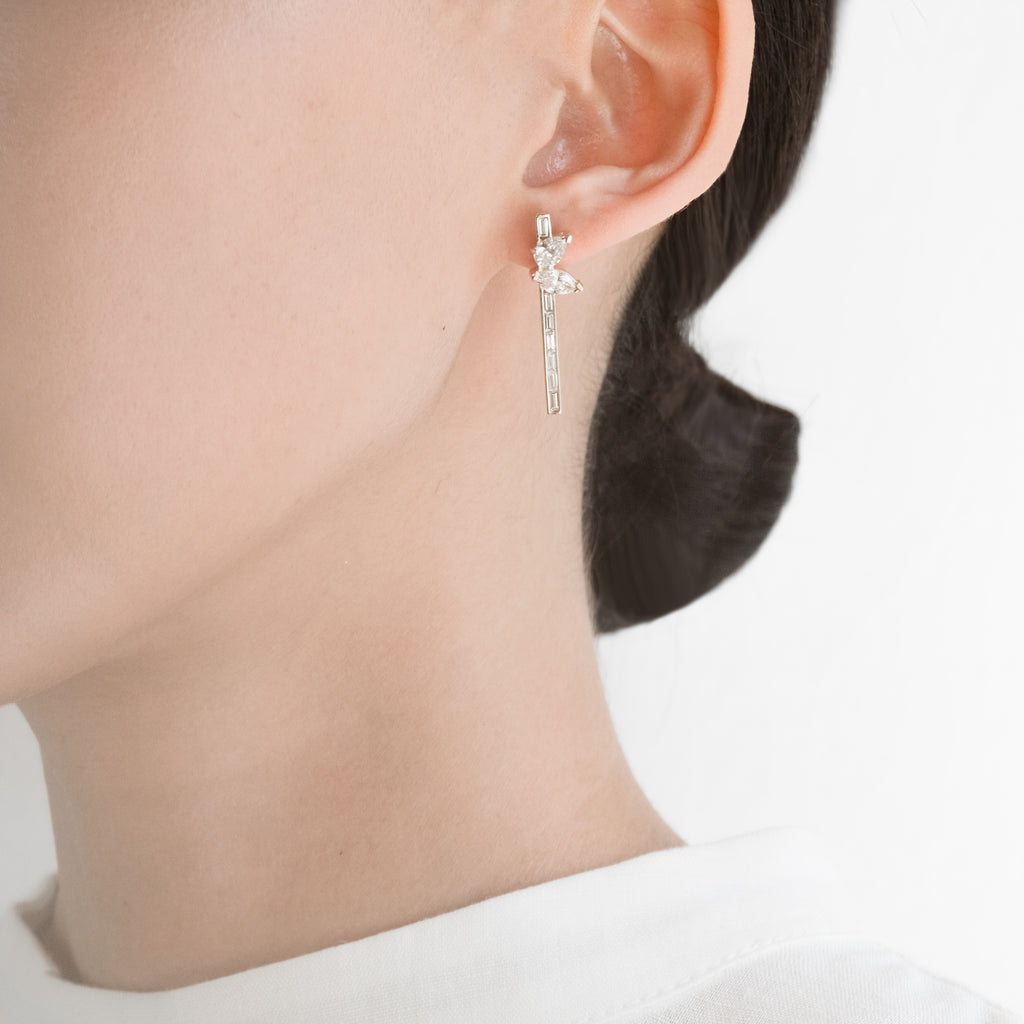 Grace Lee x Diamond Foundry Marquise + Pear Baguette Bar Earring